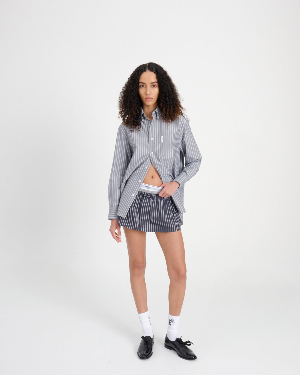 Oxford Shirt in Grey Stripe