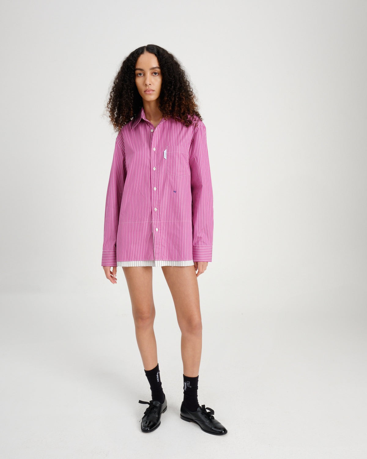 Mini Shirtdress in Raspberry Stripe