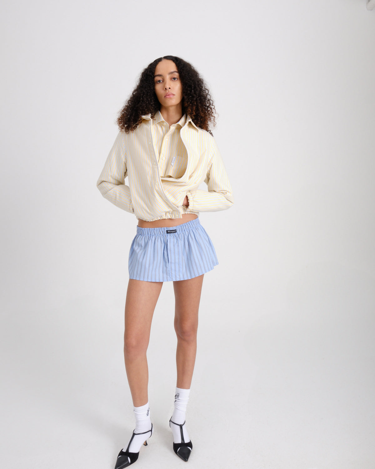 Shirt Bomber Jacket in Yellow Stripe Oxford