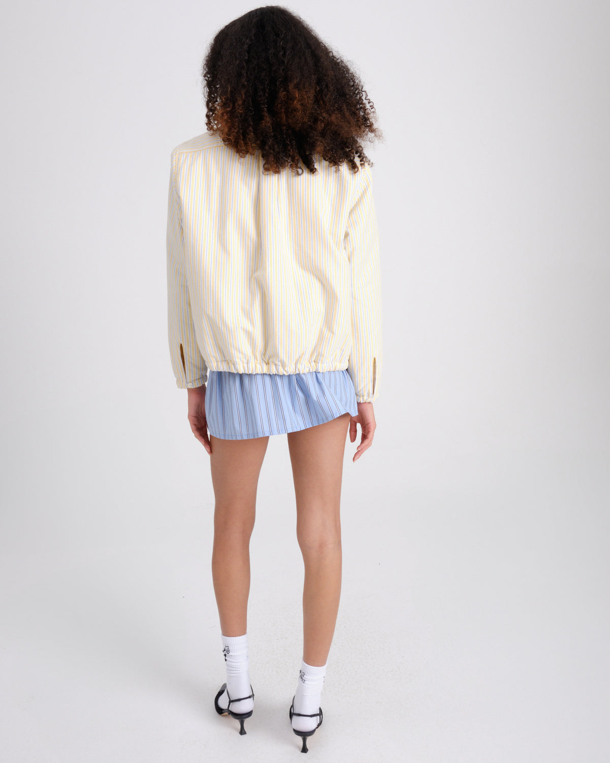 Shirt Bomber Jacket in Yellow Stripe Oxford