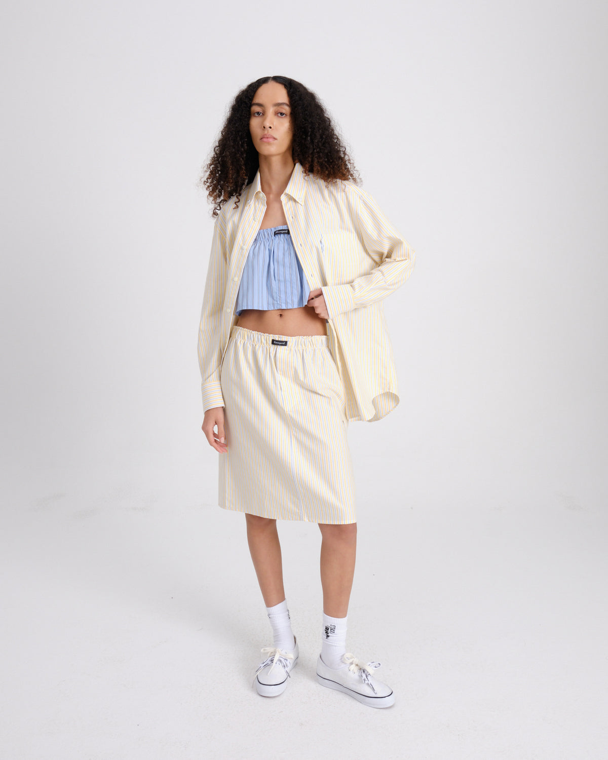 Boxer Pencil Skirt in Yellow Stripe Oxford