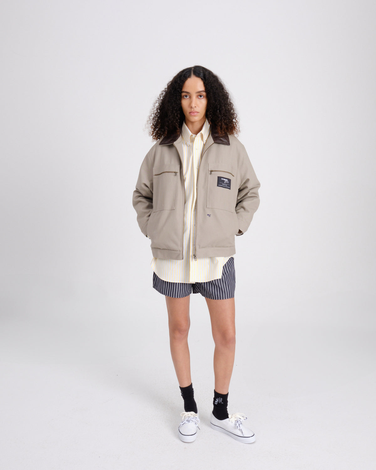 Work Jacket in Grey Canvas