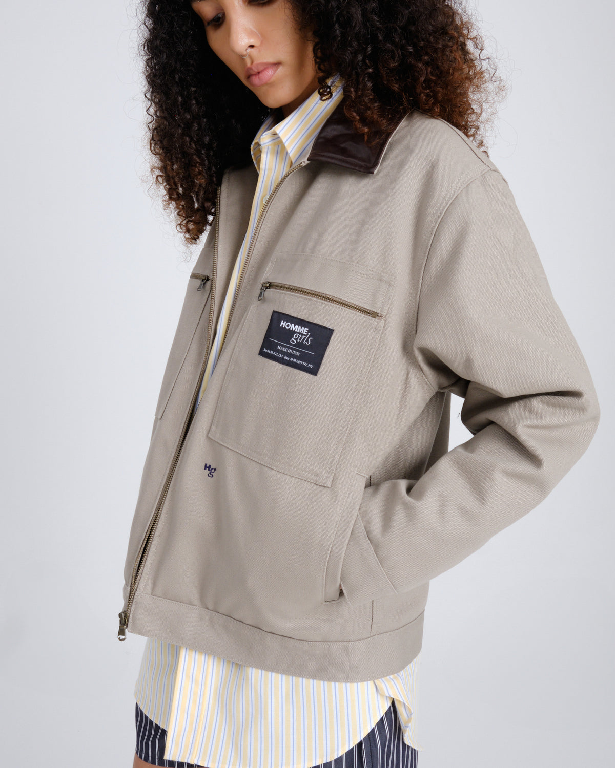 Work Jacket in Grey Canvas
