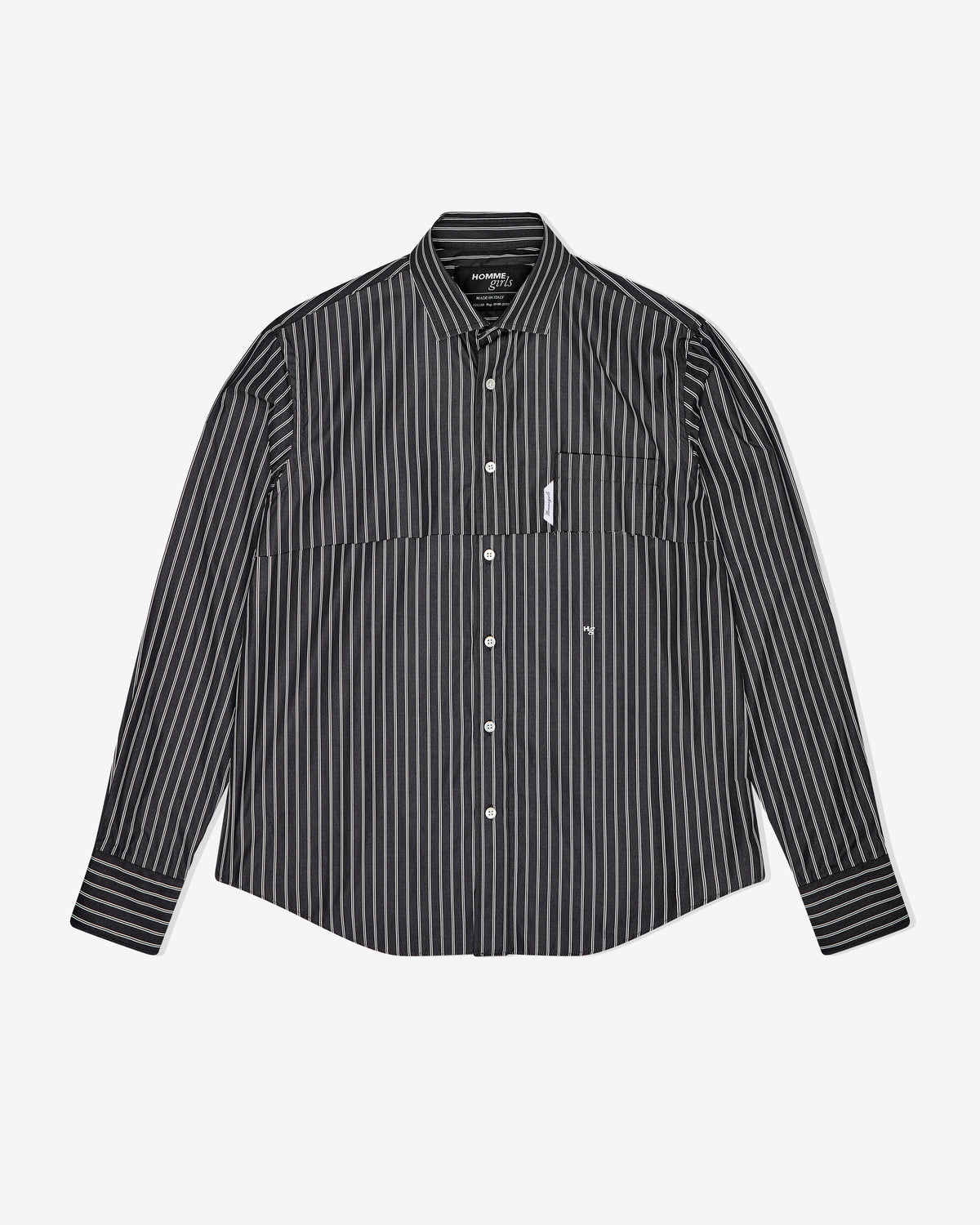Long Sleeve Layered Shirt in Black Stripe