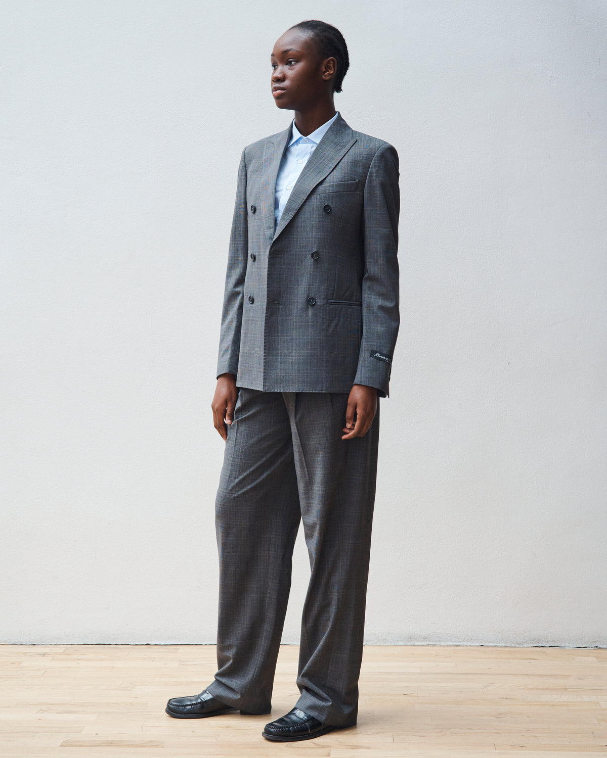 Flip Waist Pants in Grey Plaid