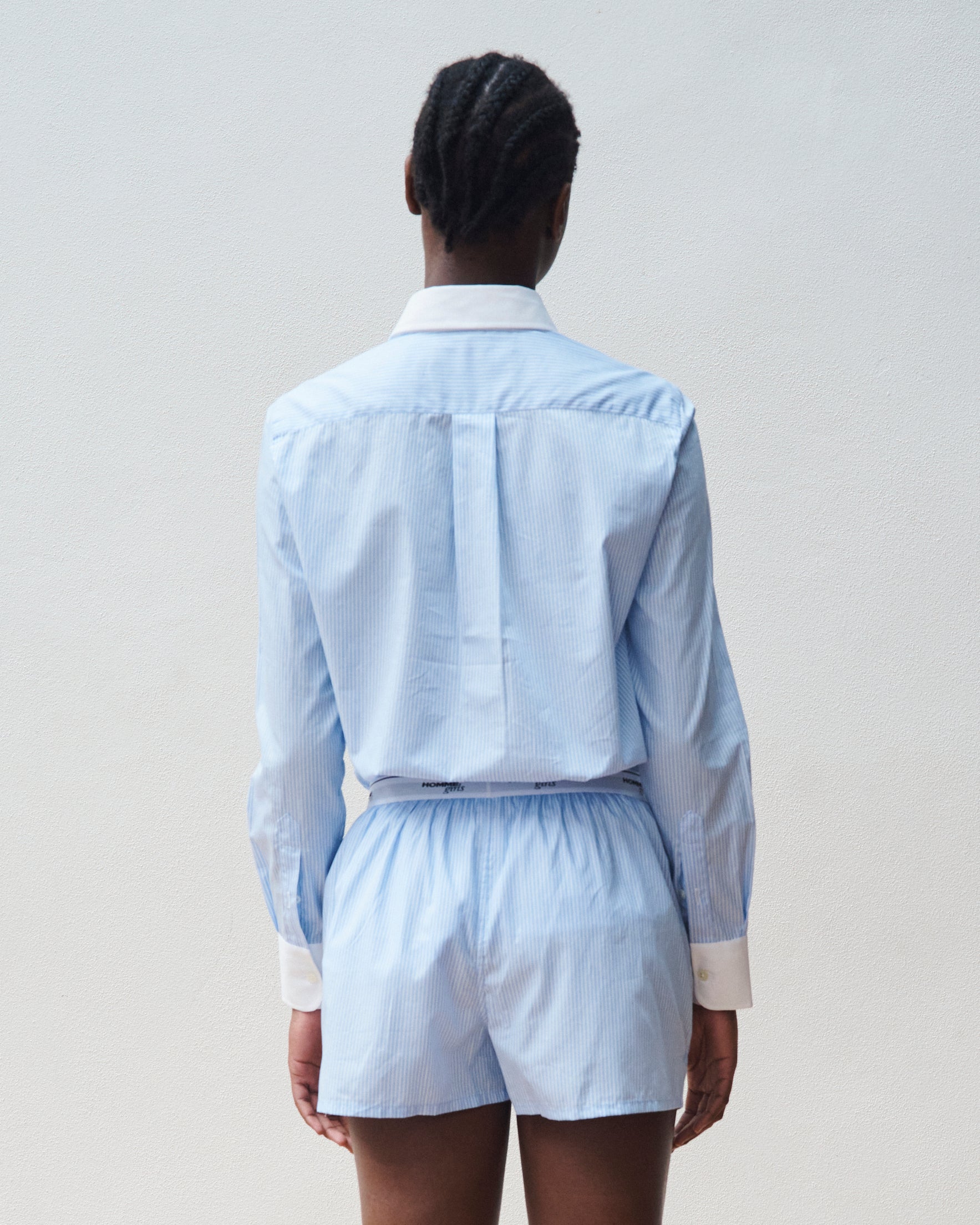 Ticking Stripe Shirt With Contrast Collar
