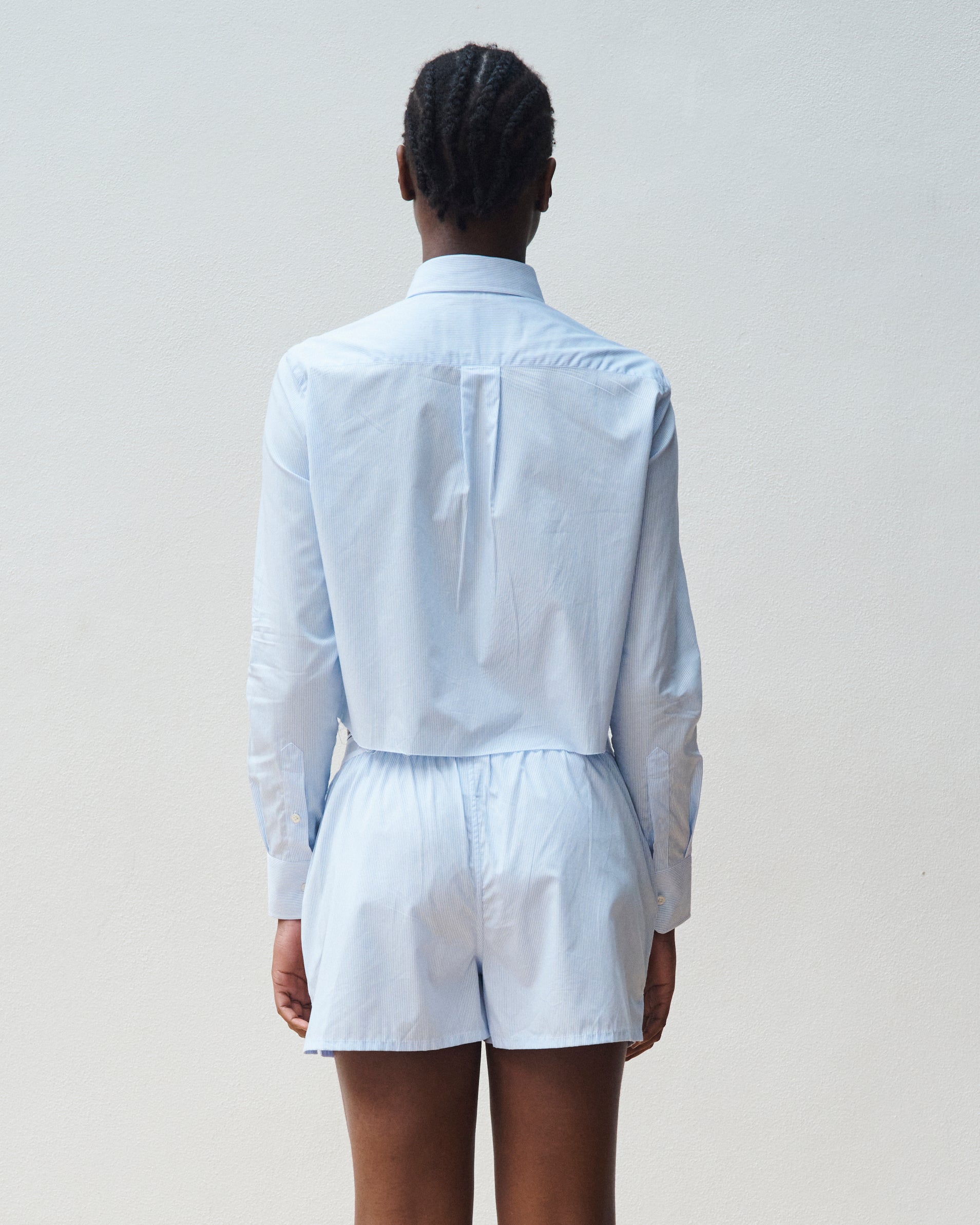 Chambray Blue Cropped Shirt