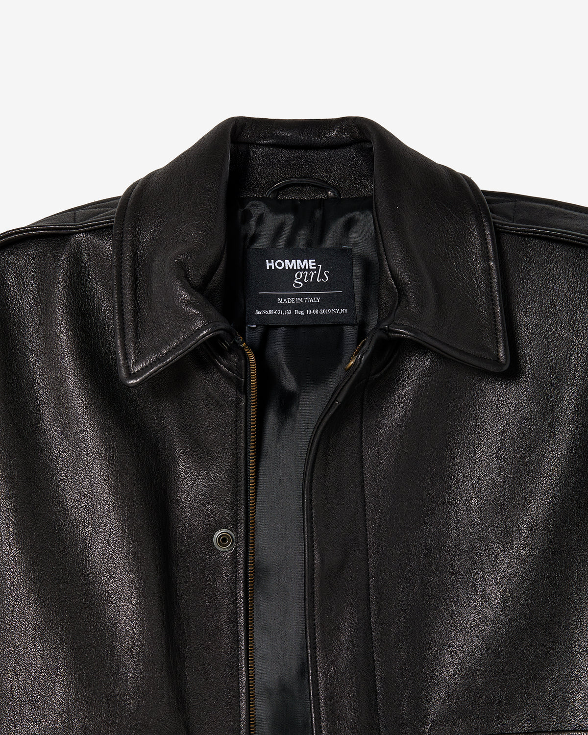 Leather Bomber in Black