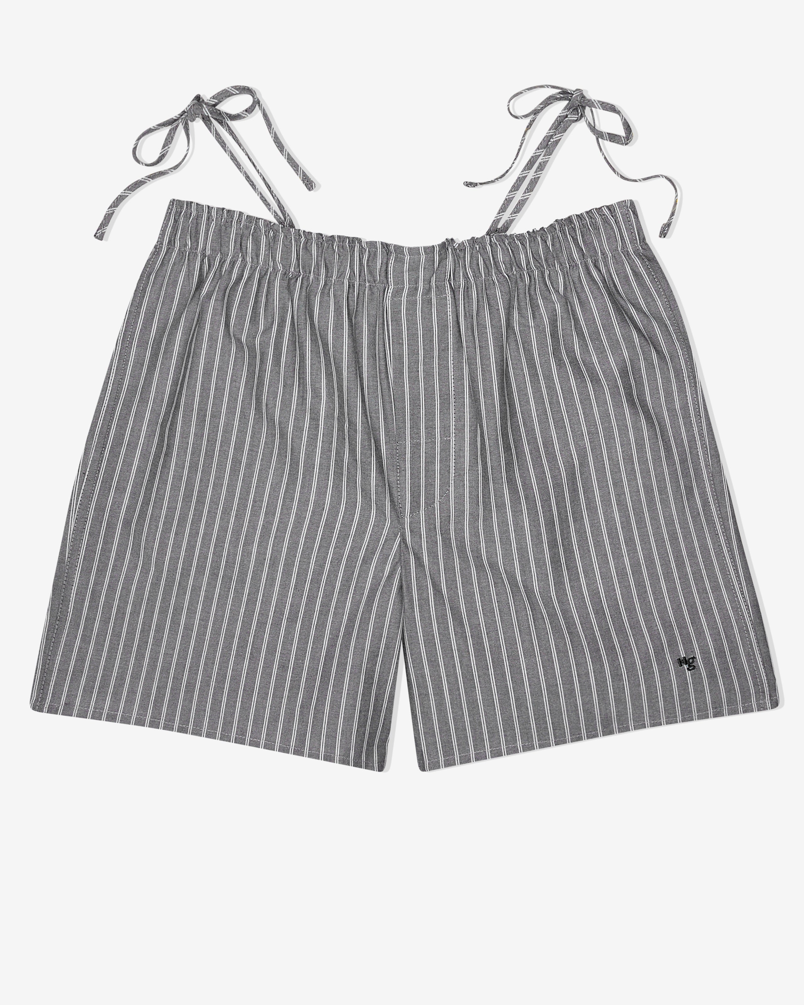 Side Tie Boxer in Oxford Grey Stripe