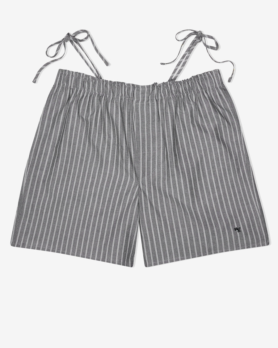 Side Tie Boxer in Oxford Grey Stripe