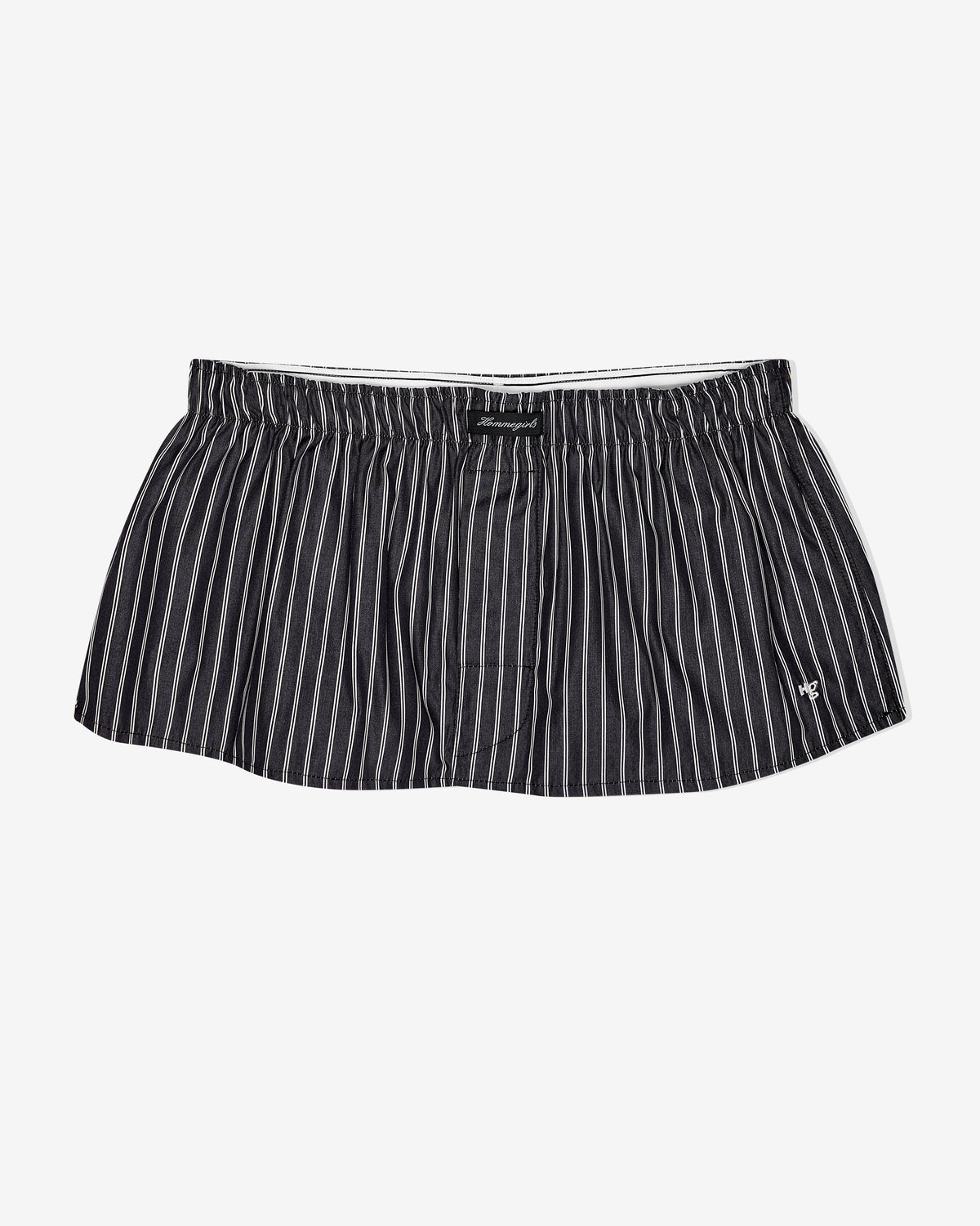 Mini Boxer Skirt / Bandeau Top in Black Stripe