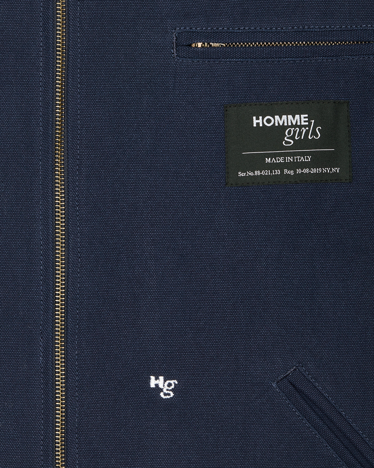 Shearling Collar Workwear Jacket in Dark Navy