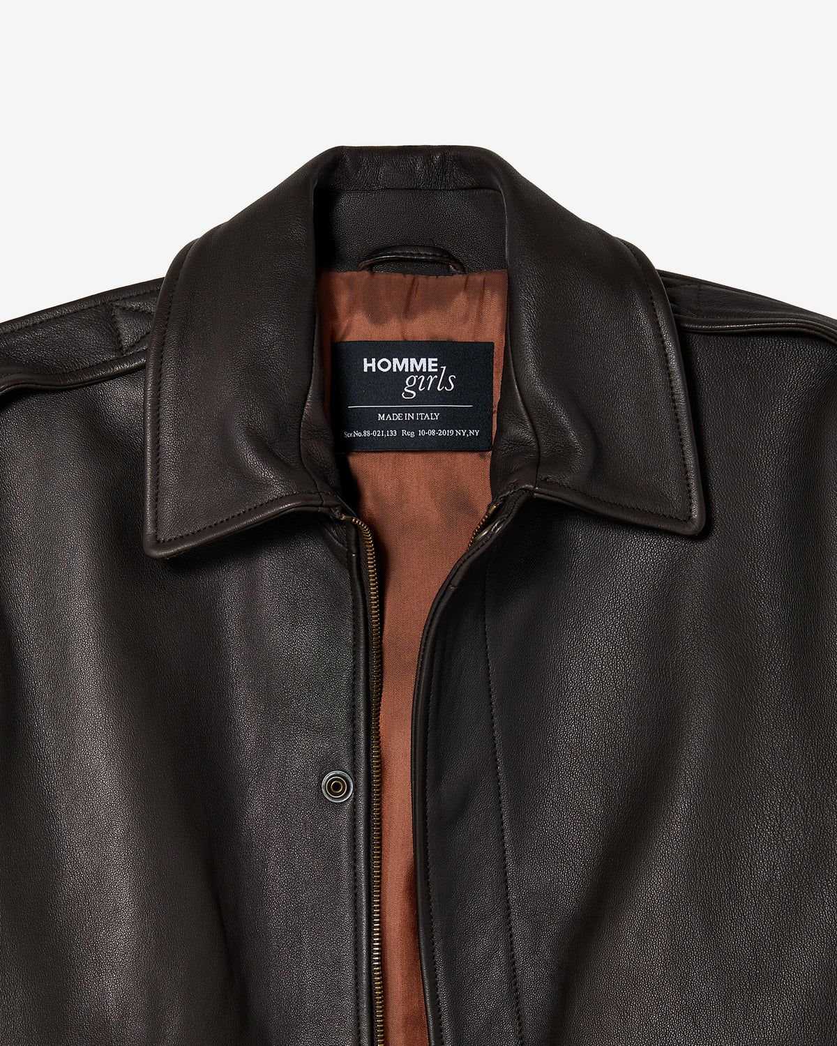 Leather Bomber in Brown