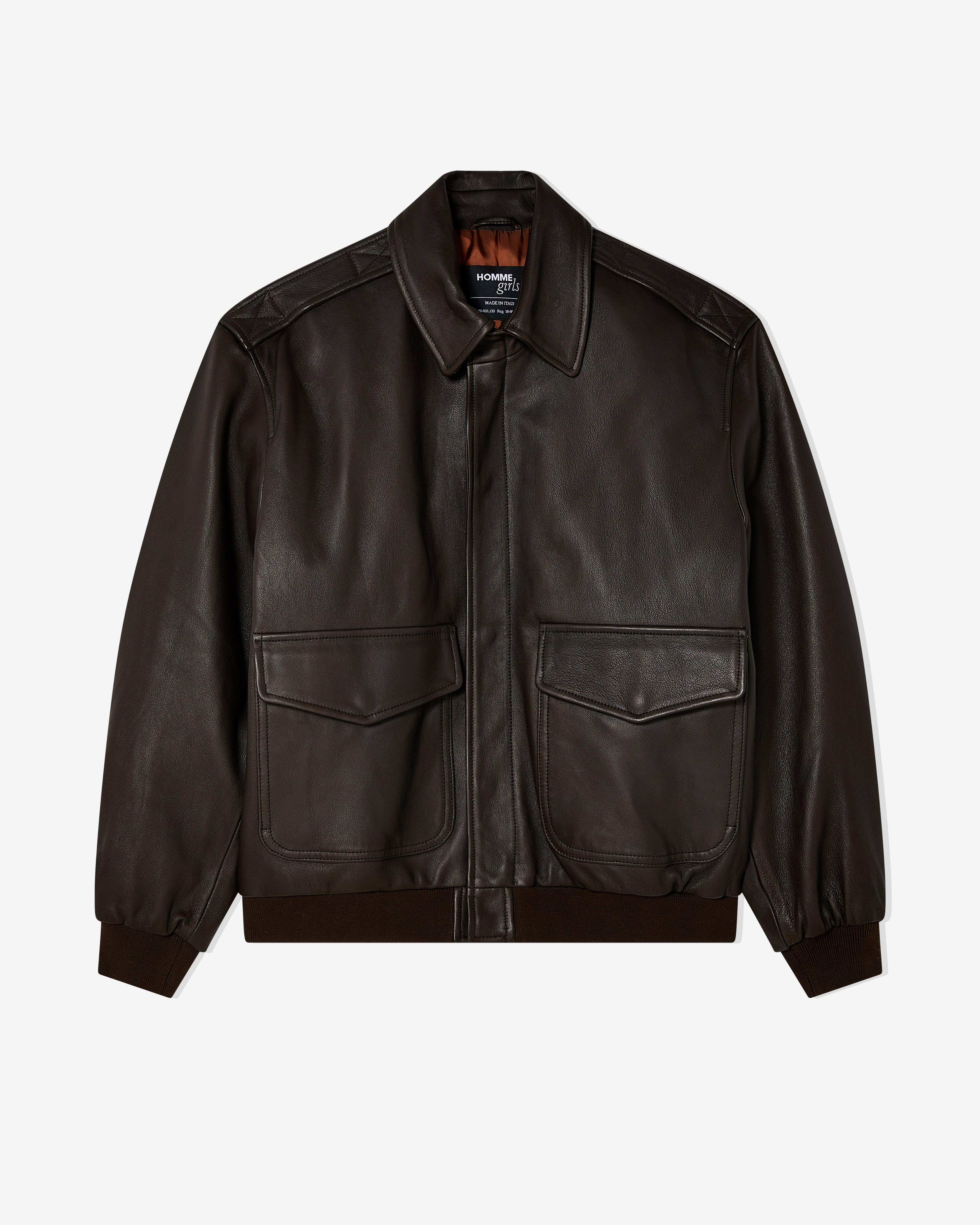 Leather Bomber in Brown