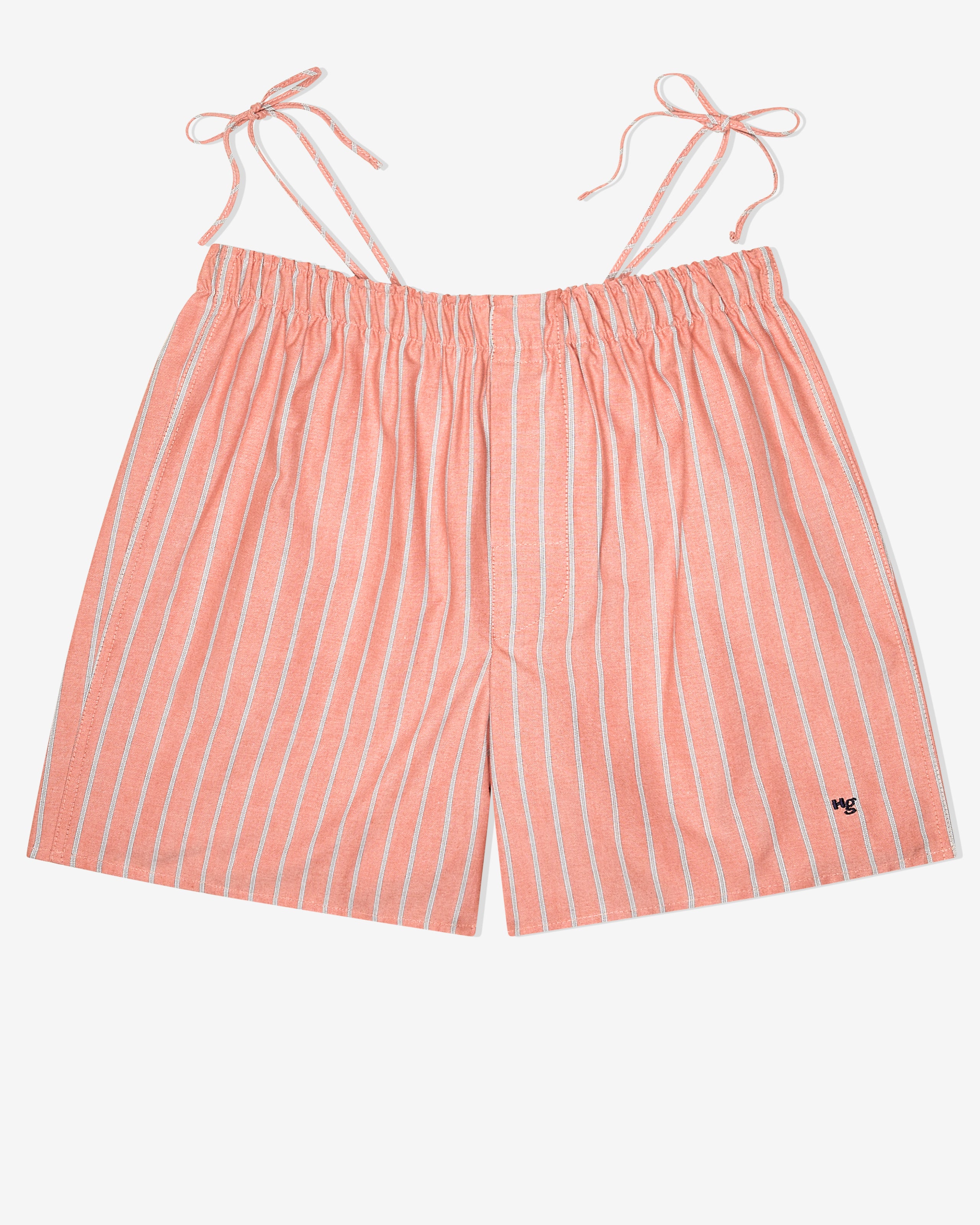 Side Tie Boxer in Oxford Coral Stripe