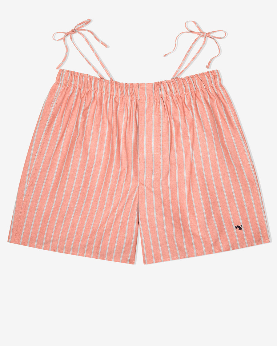 Side Tie Boxer in Oxford Coral Stripe