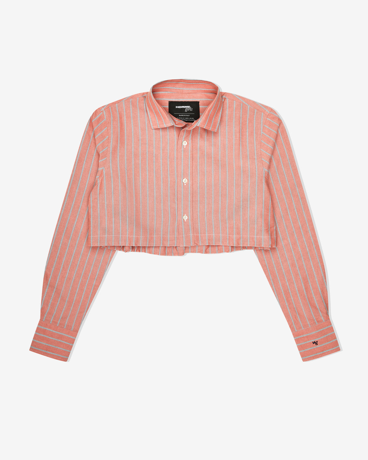 Cropped Tie Back Shirt in Oxford Coral Stripe