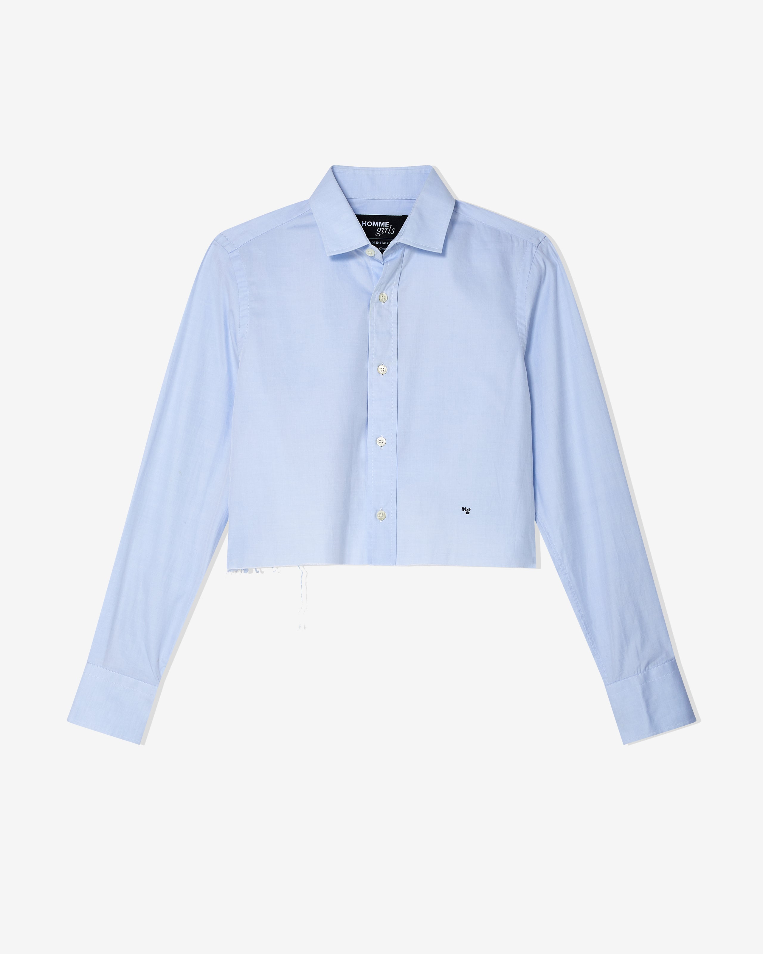 Cropped Shirt in Chambray Blue
