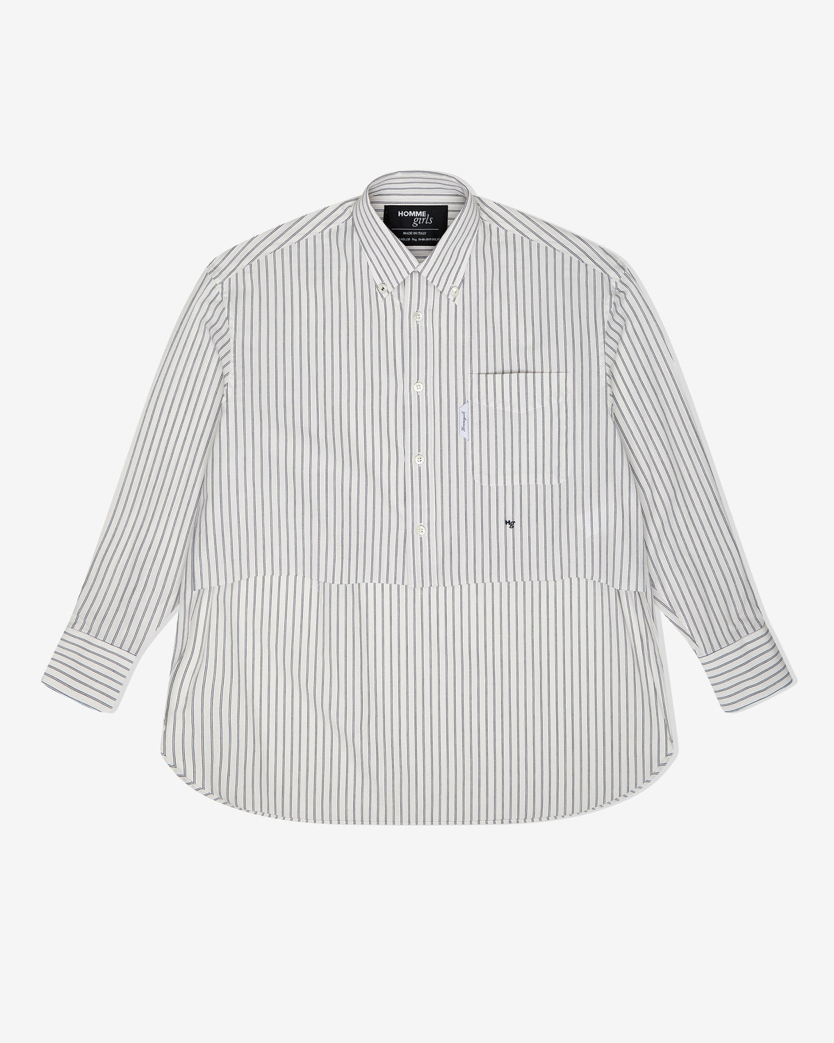 Long Sleeve Layered Shirt in White Stripe