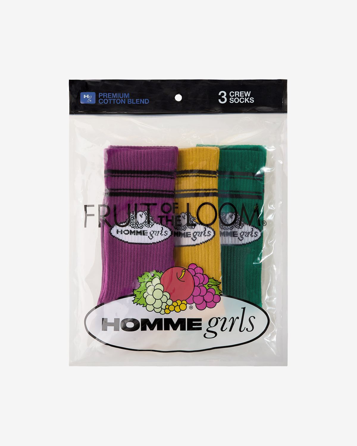 HommeGirls x Fruit Of The Loom Crew Socks (3-Pack)