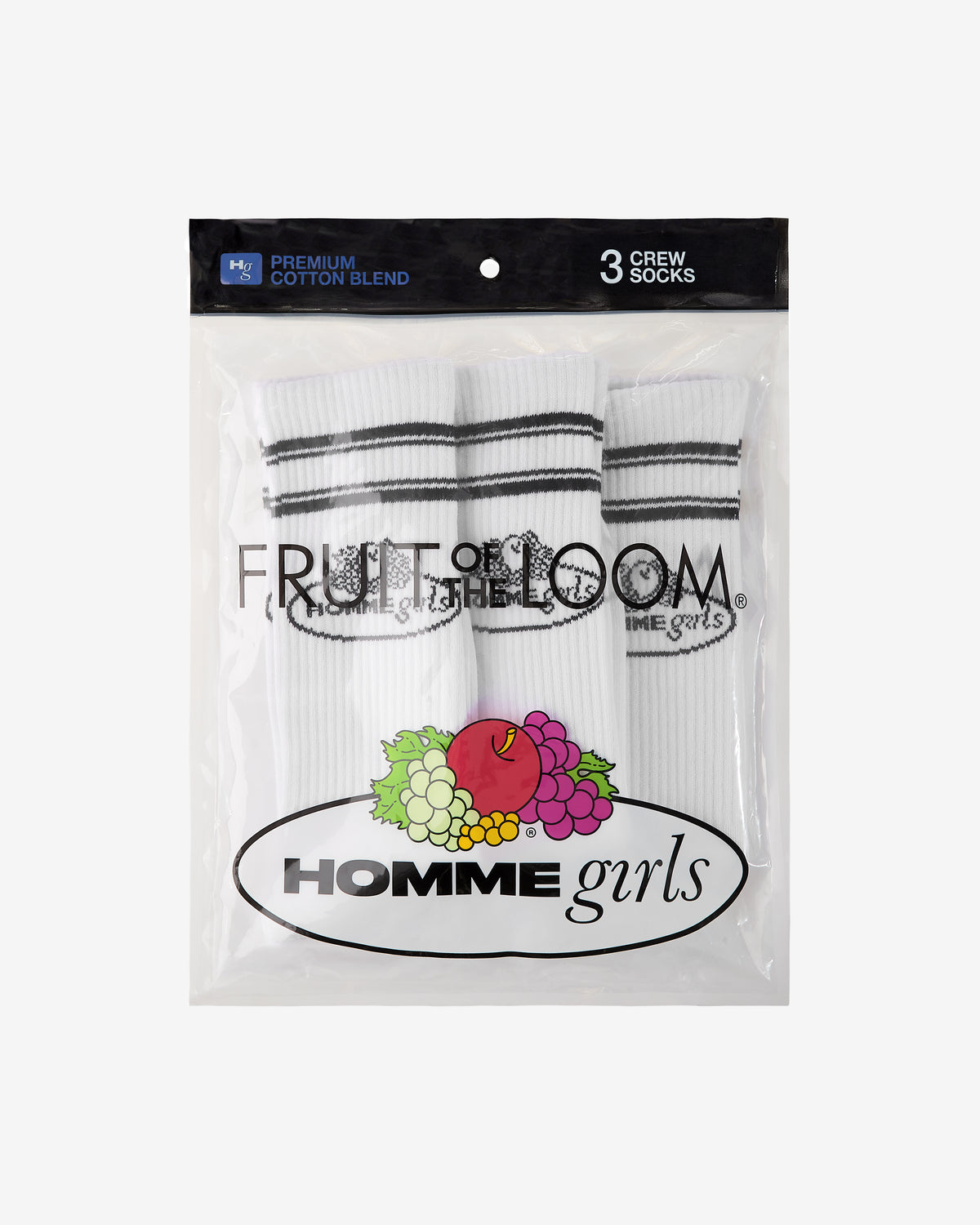 HommeGirls x Fruit Of The Loom Crew Socks (3-Pack)