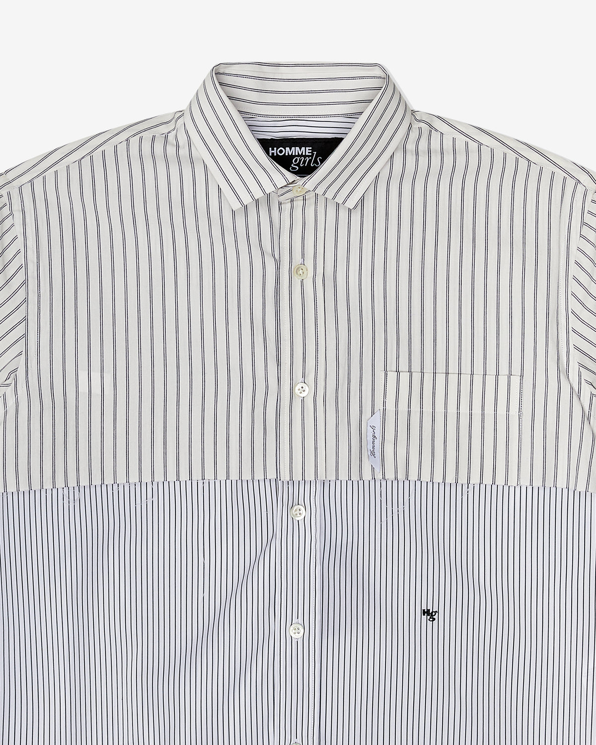 Long Sleeve Layered Shirt in White Stripe