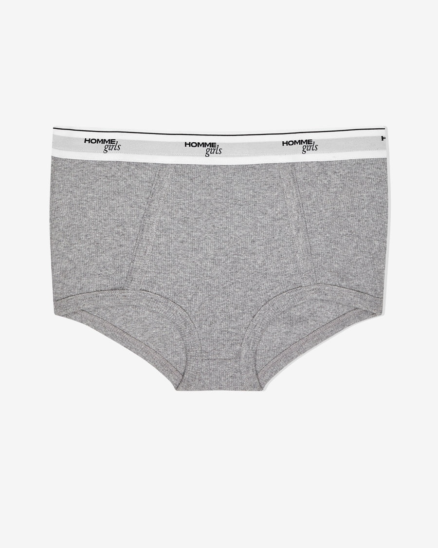 Ribbed Jersey Boy Brief in Heather Grey