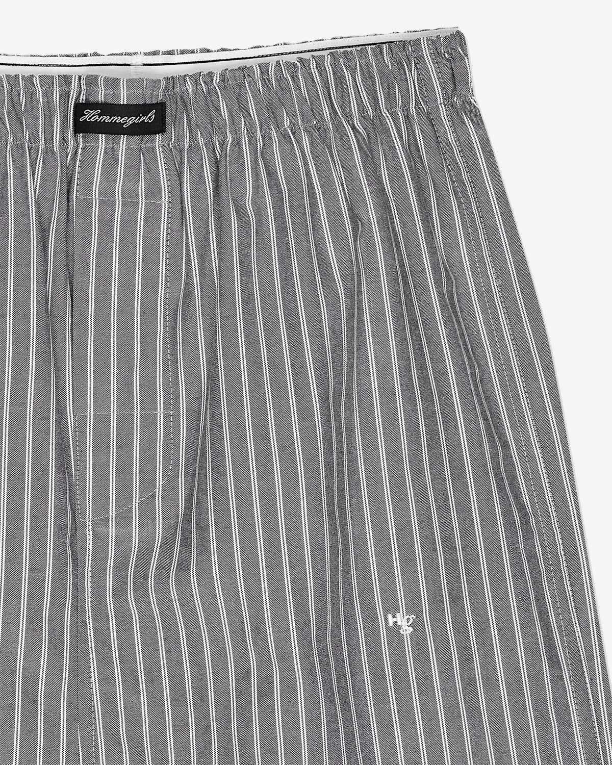 Boxer Pencil Skirt in Grey Stripe Oxford