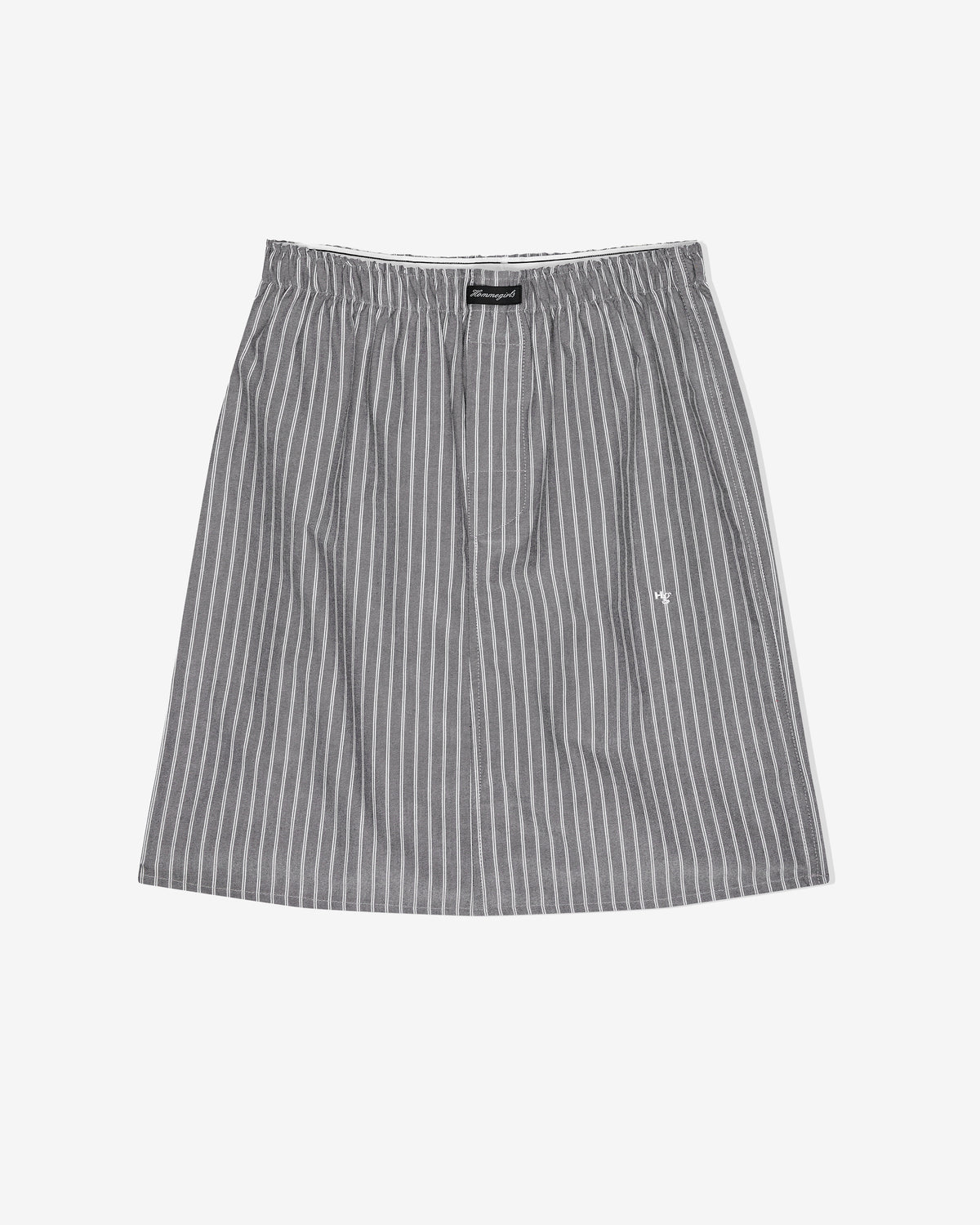 Boxer Pencil Skirt in Grey Stripe Oxford