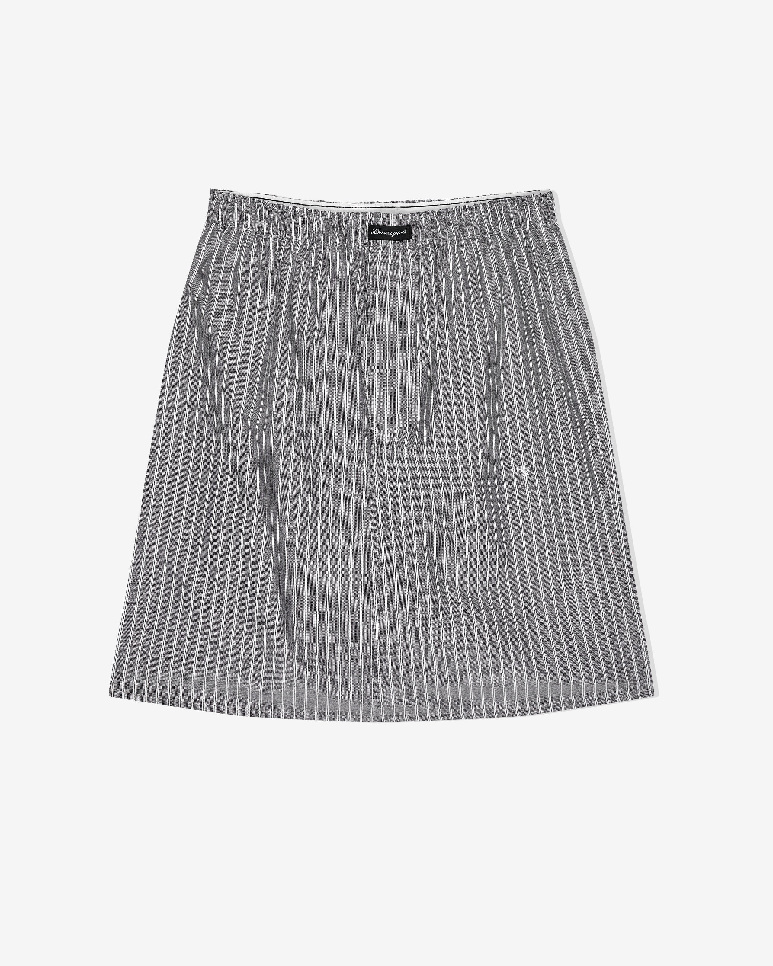 Boxer Pencil Skirt in Grey Stripe Oxford