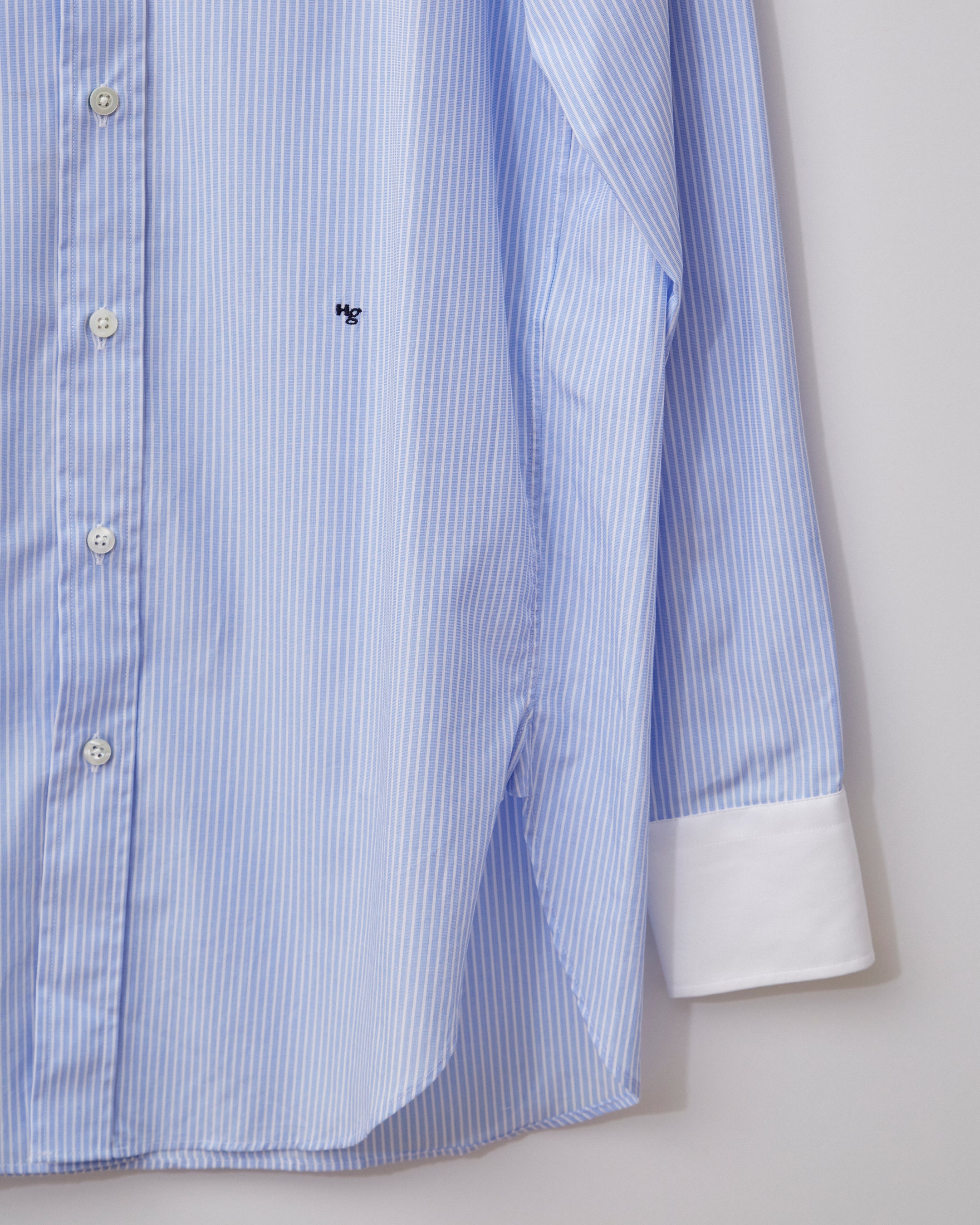 Ticking Stripe Shirt With Contrast Collar