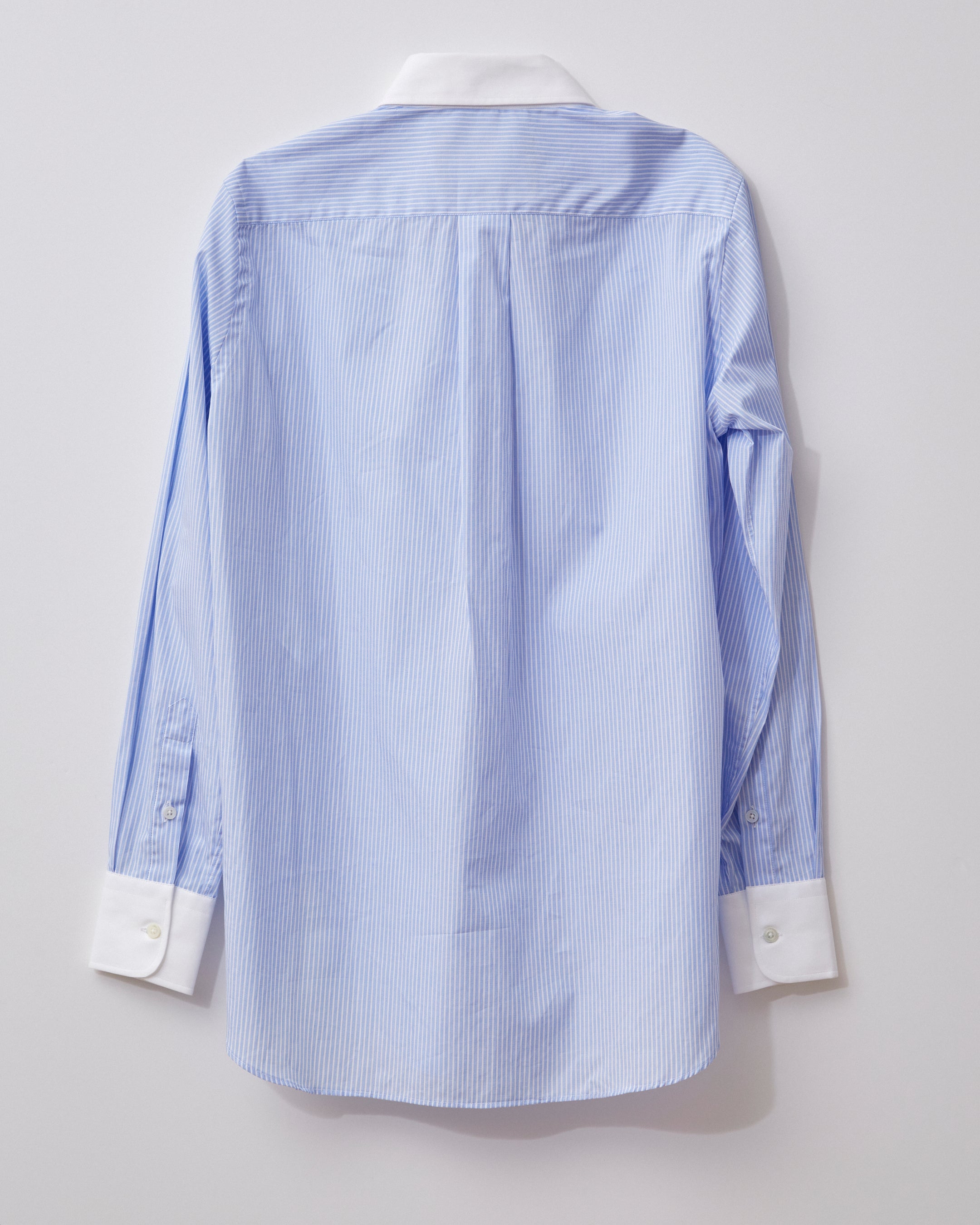 Ticking Stripe Shirt With Contrast Collar