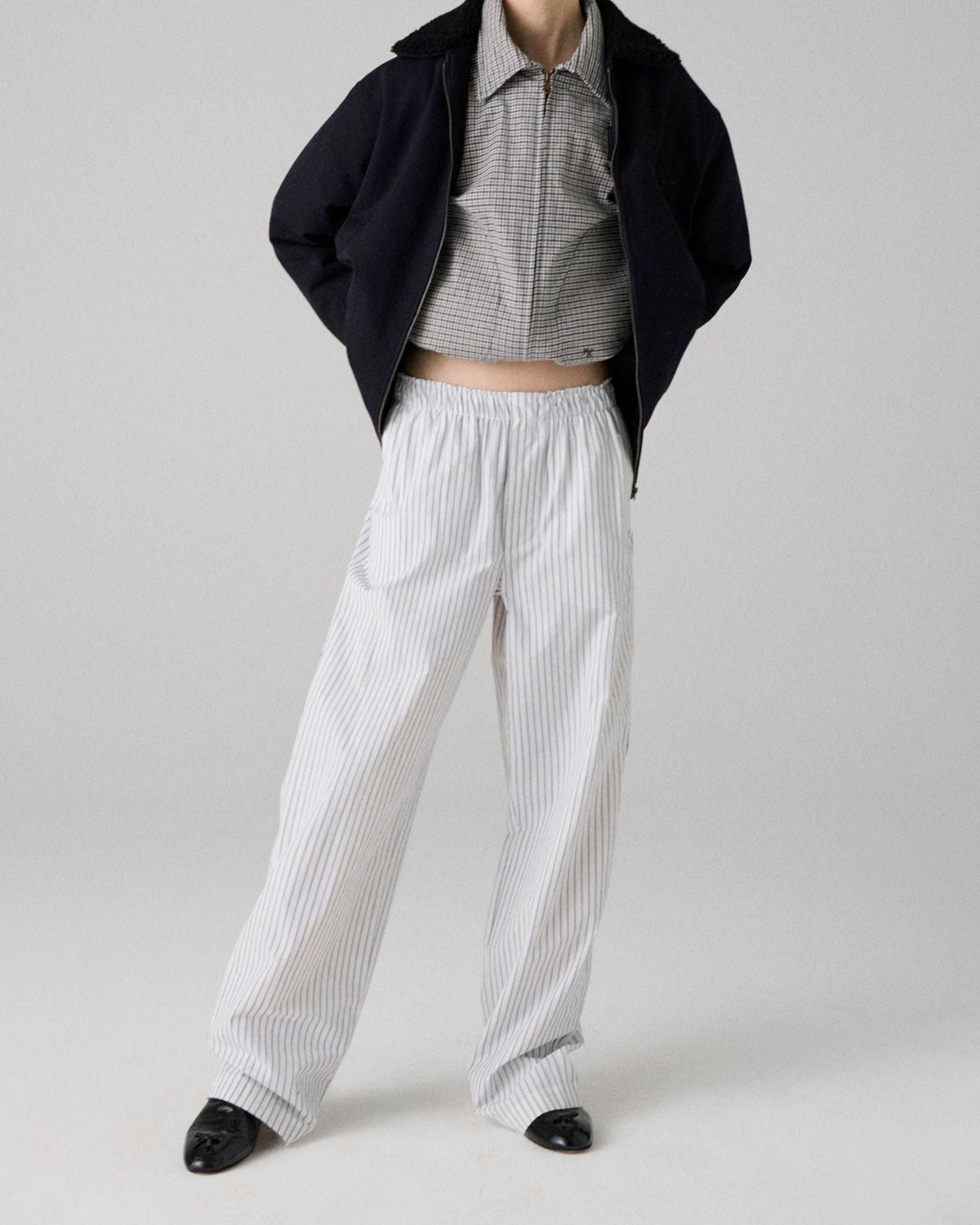 Pajama Pant in White Japanese Stripe