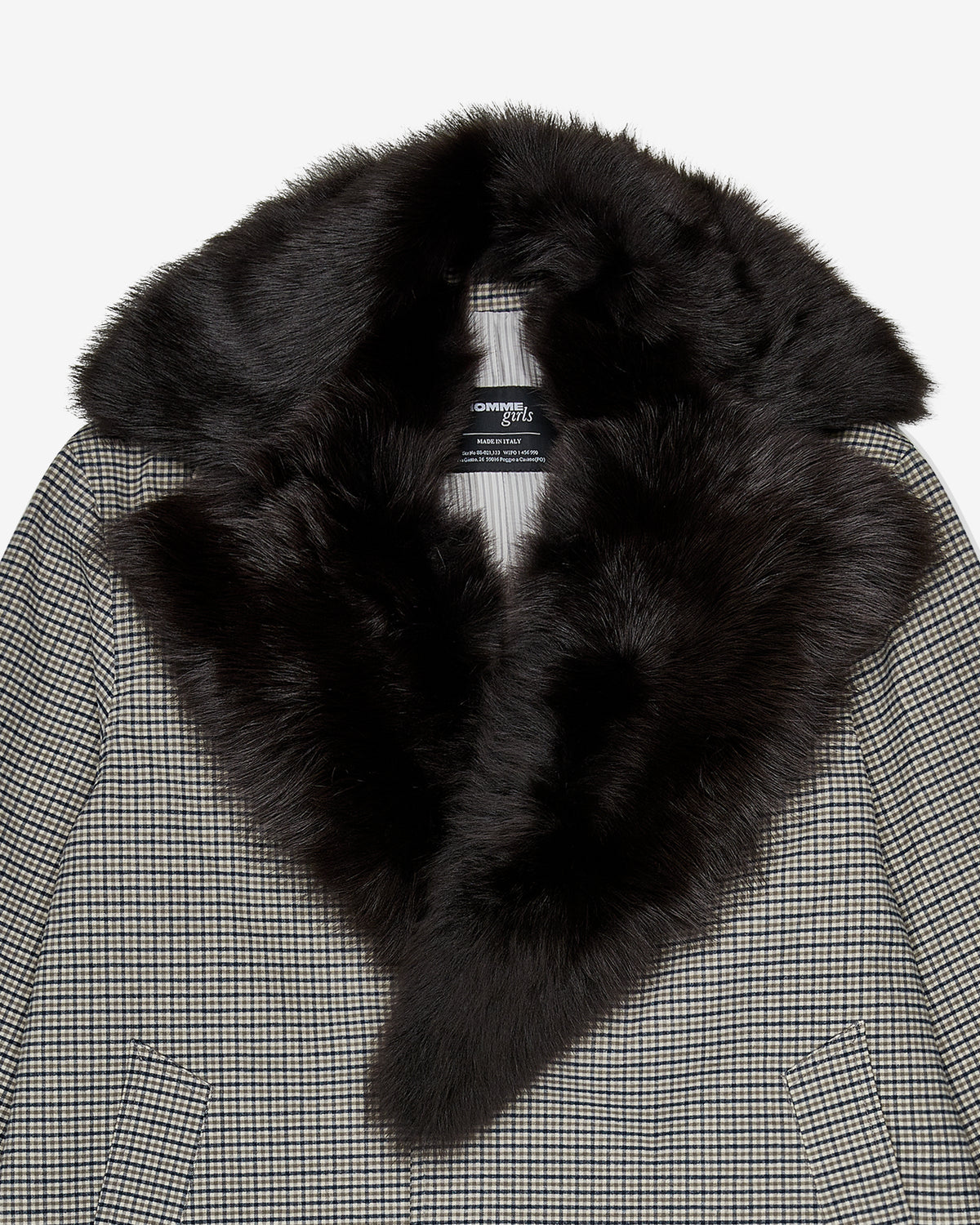 Mac Coat with Shearling Collar in Check Plaid