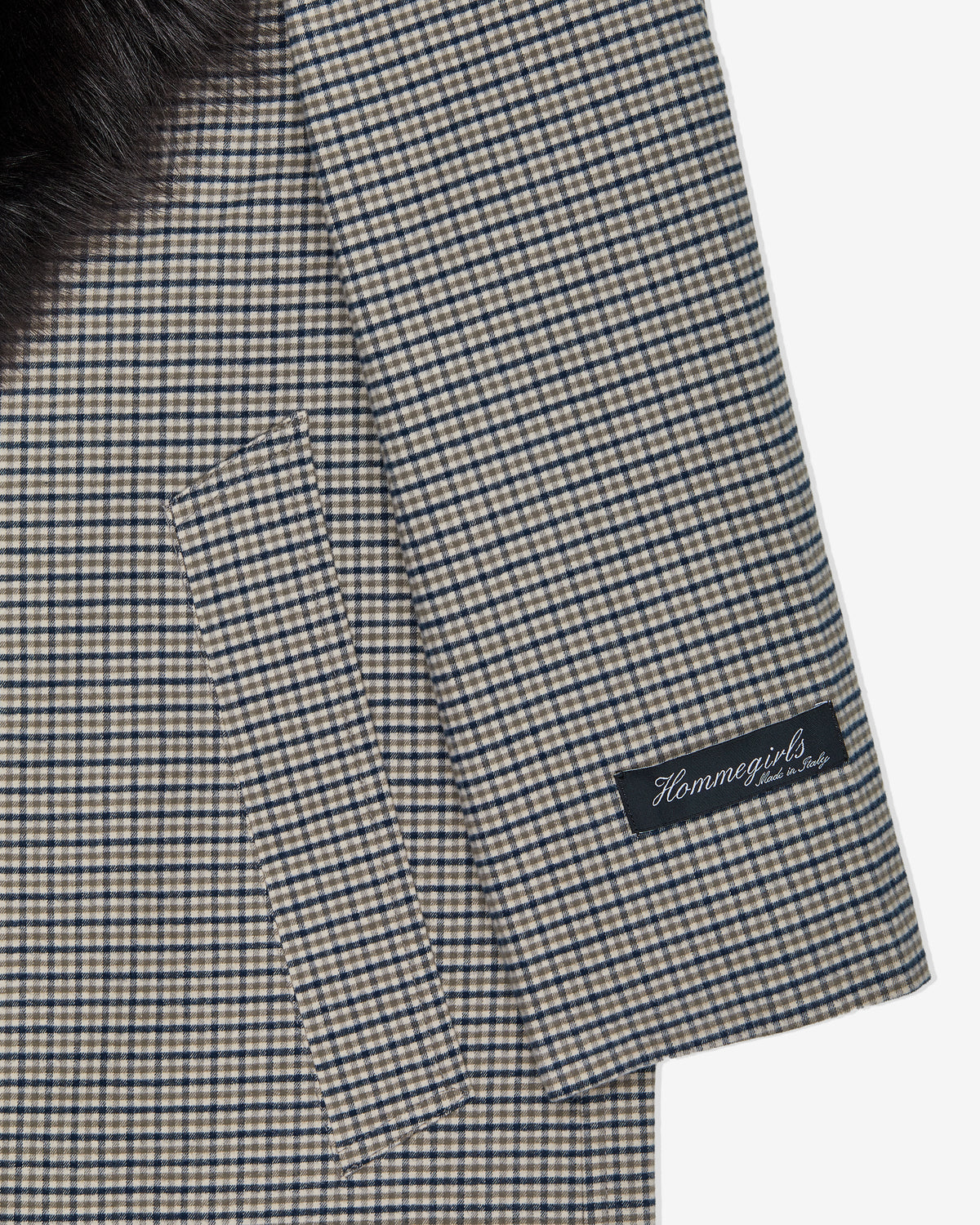 Mac Coat with Shearling Collar in Check Plaid