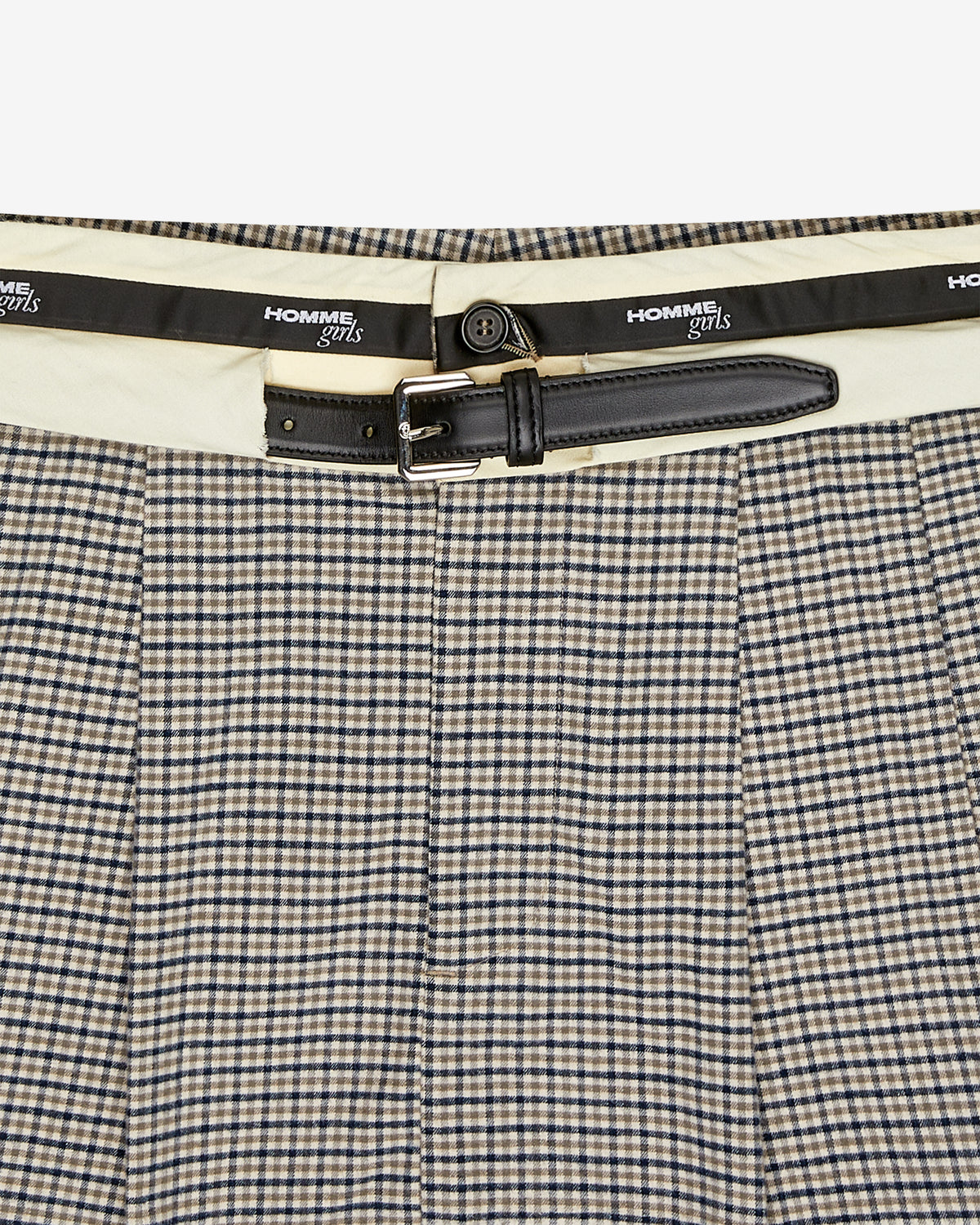 Flip Waist Mini Skirt with Belt in Check Plaid