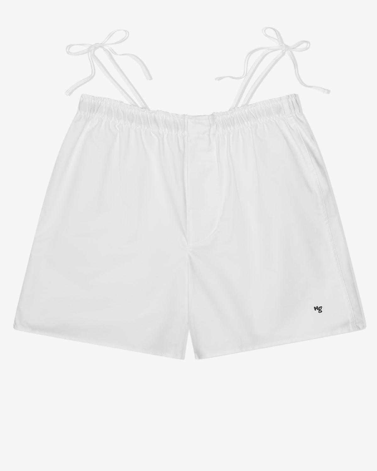 Side Tie Boxer in Oxford White