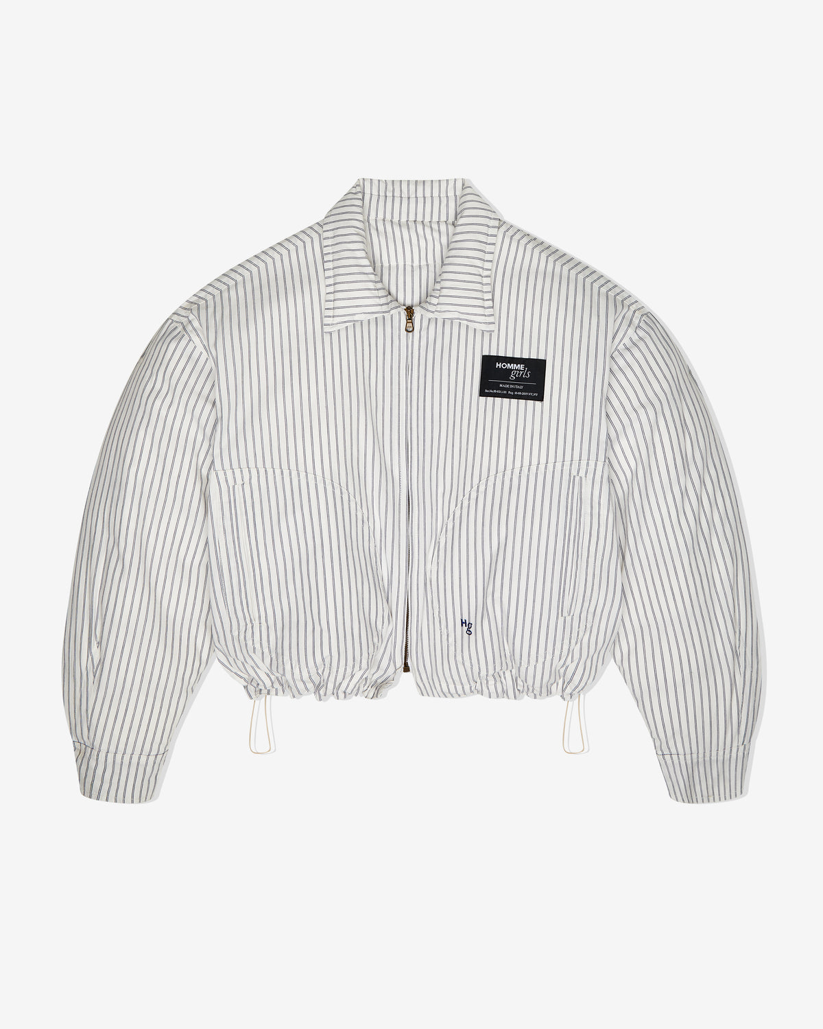 Down Coat in White Japanese Stripe