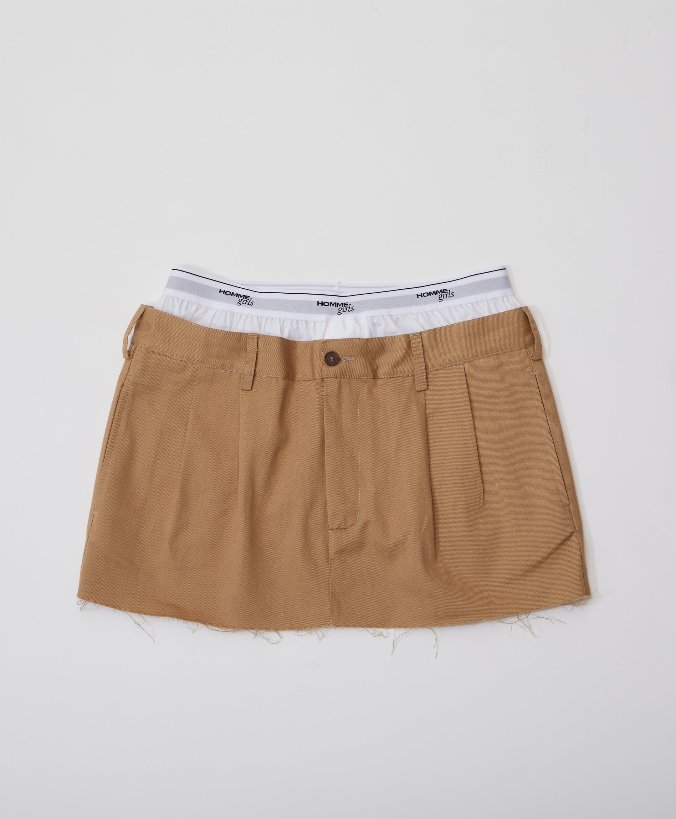Cut Off Khaki Mini Skirt