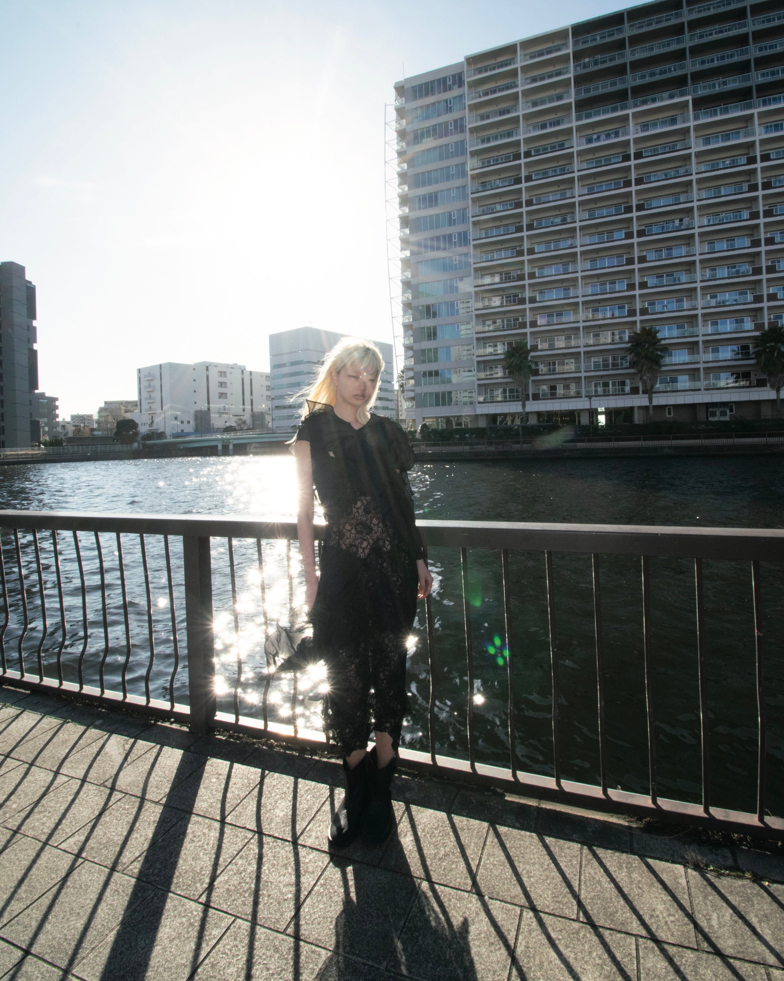a girl dressed in black