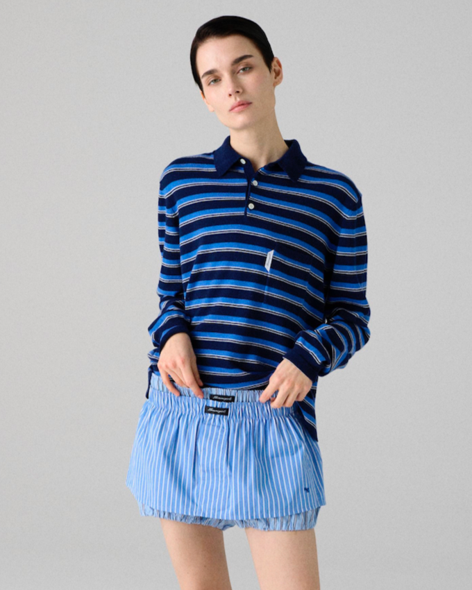Knit Stripe Polo in Blue Stripe