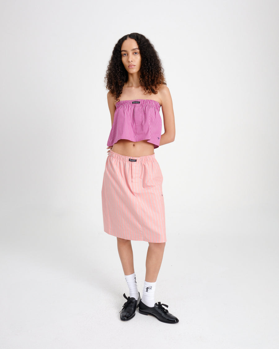 Boxer Pencil Skirt in Coral Stripe Oxford