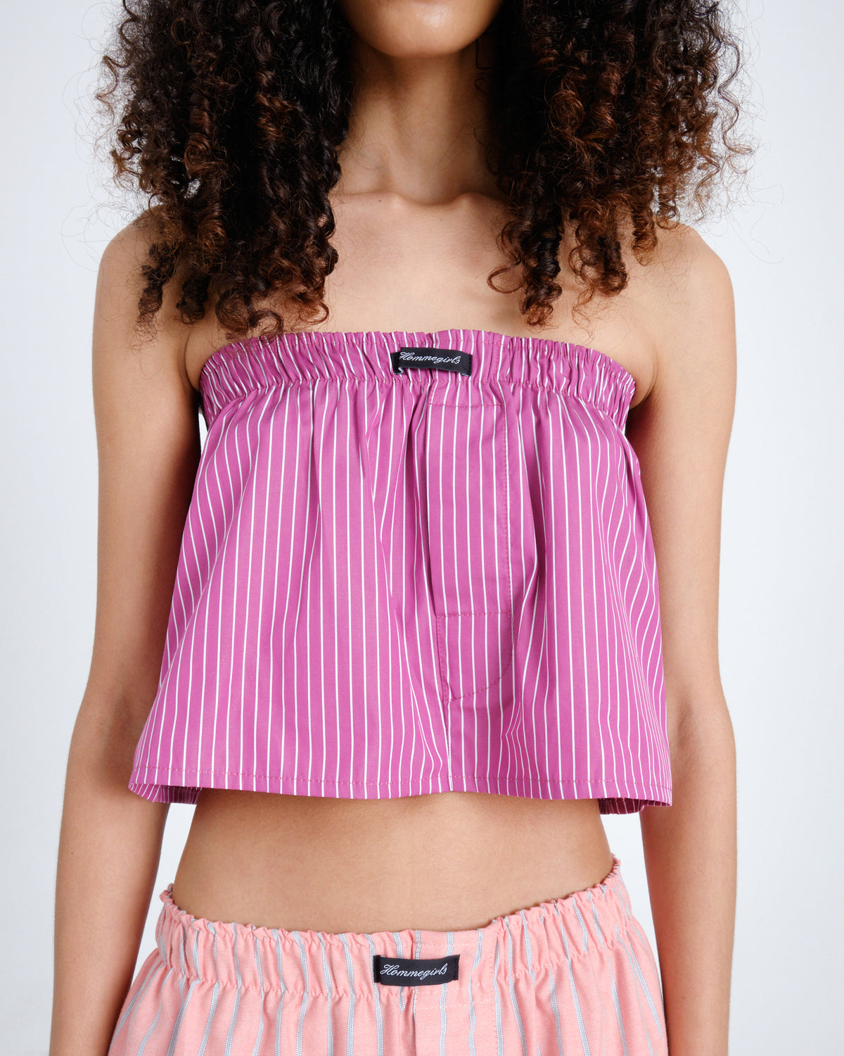 Mini Boxer Skirt / Bandeau Top in Raspberry Stripe