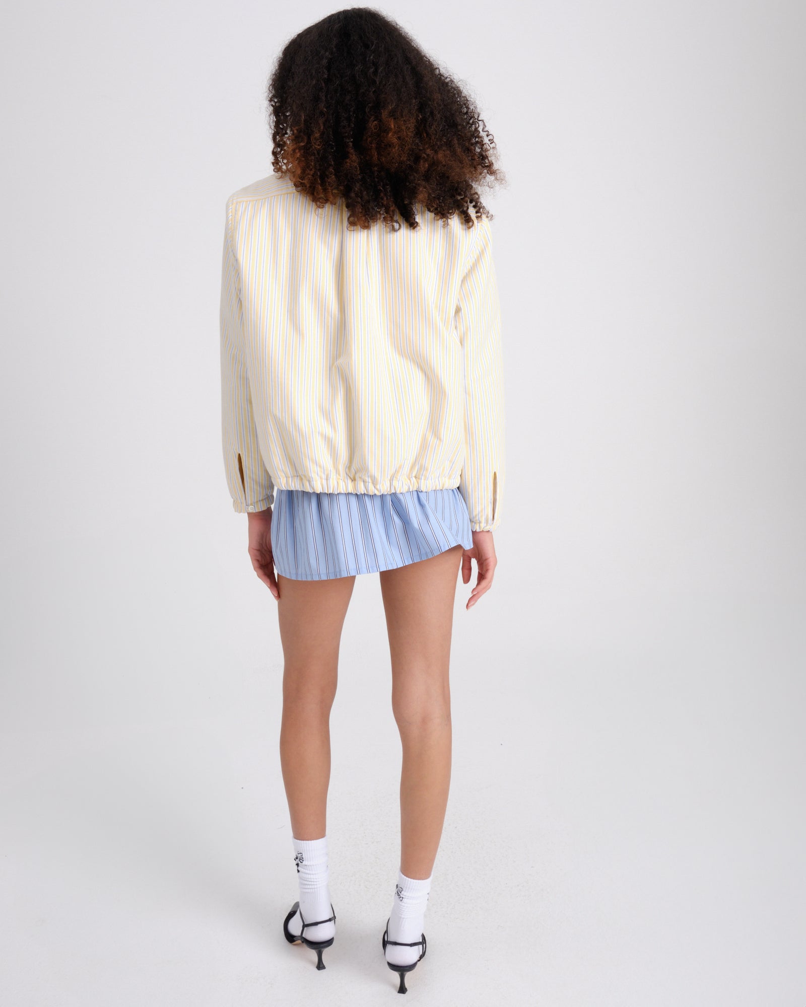 Shirt Bomber Jacket in Yellow Stripe Oxford