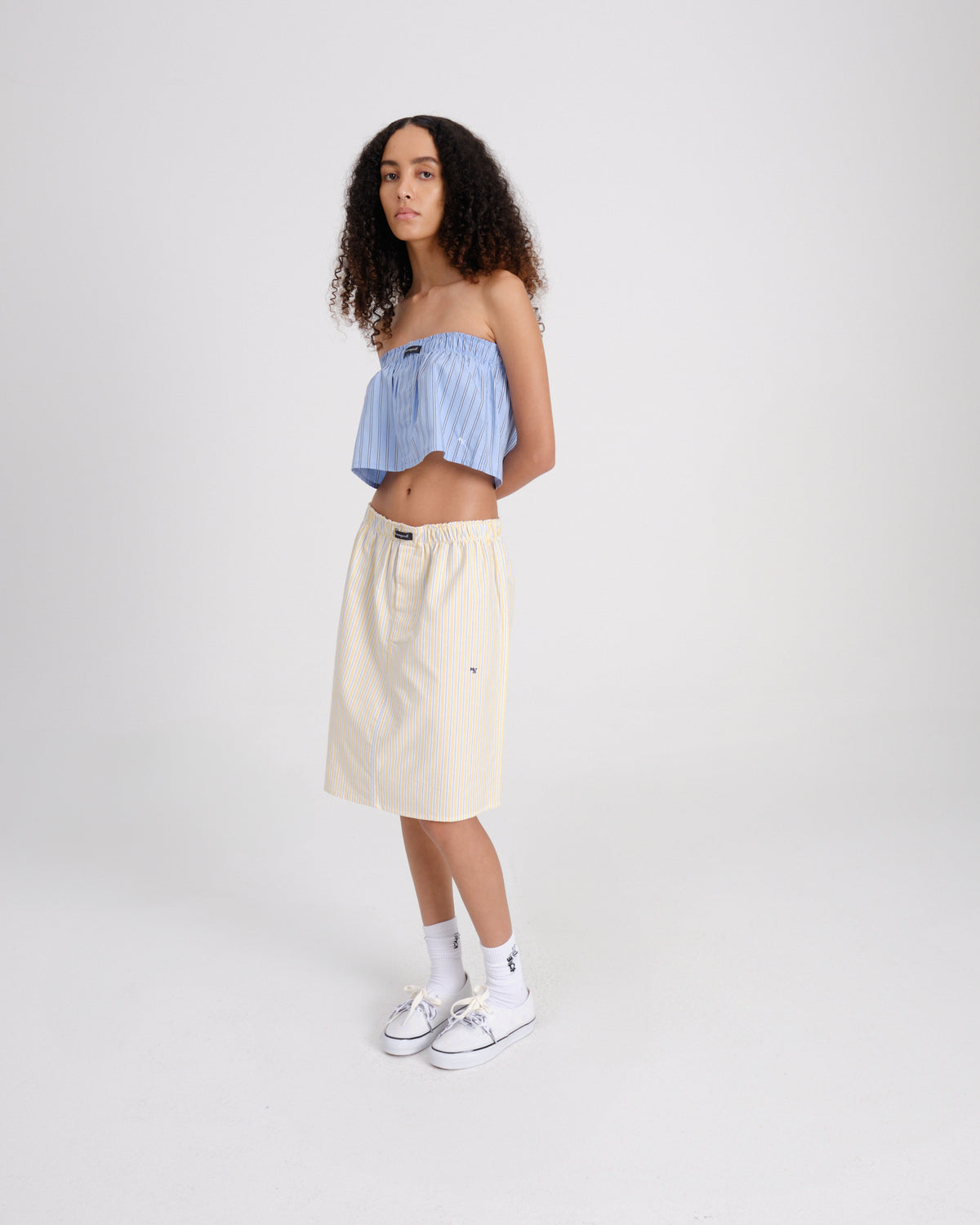 Boxer Pencil Skirt in Yellow Stripe Oxford