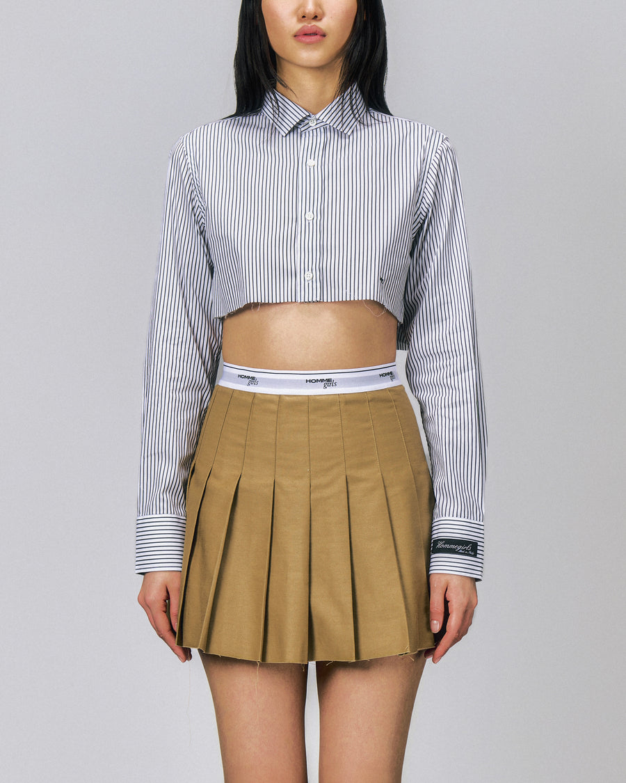 Pleated Khaki Mini Skirt