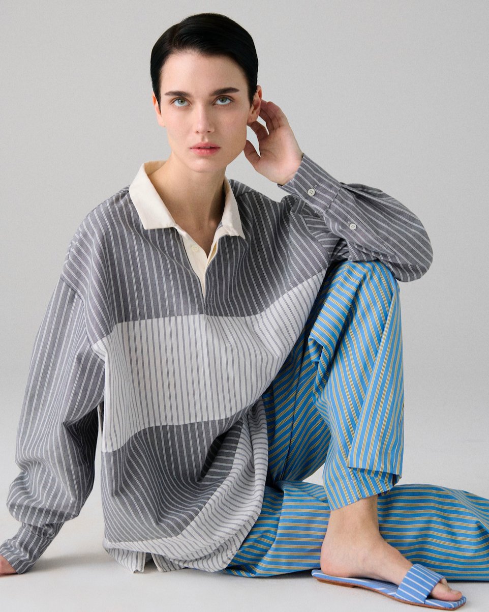 Shirting Rugby in Black White Combo