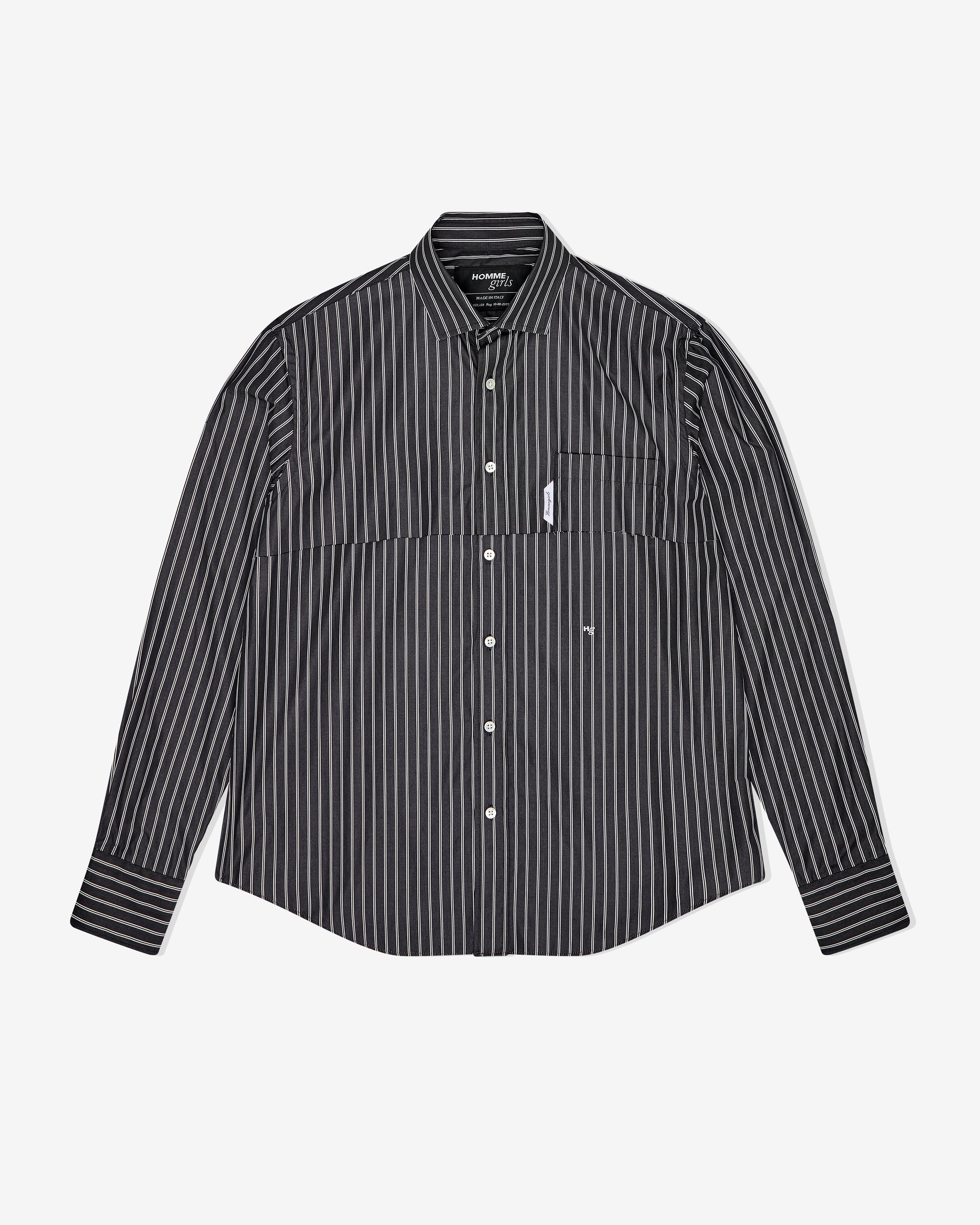 Long Sleeve Layered Shirt in Black Stripe