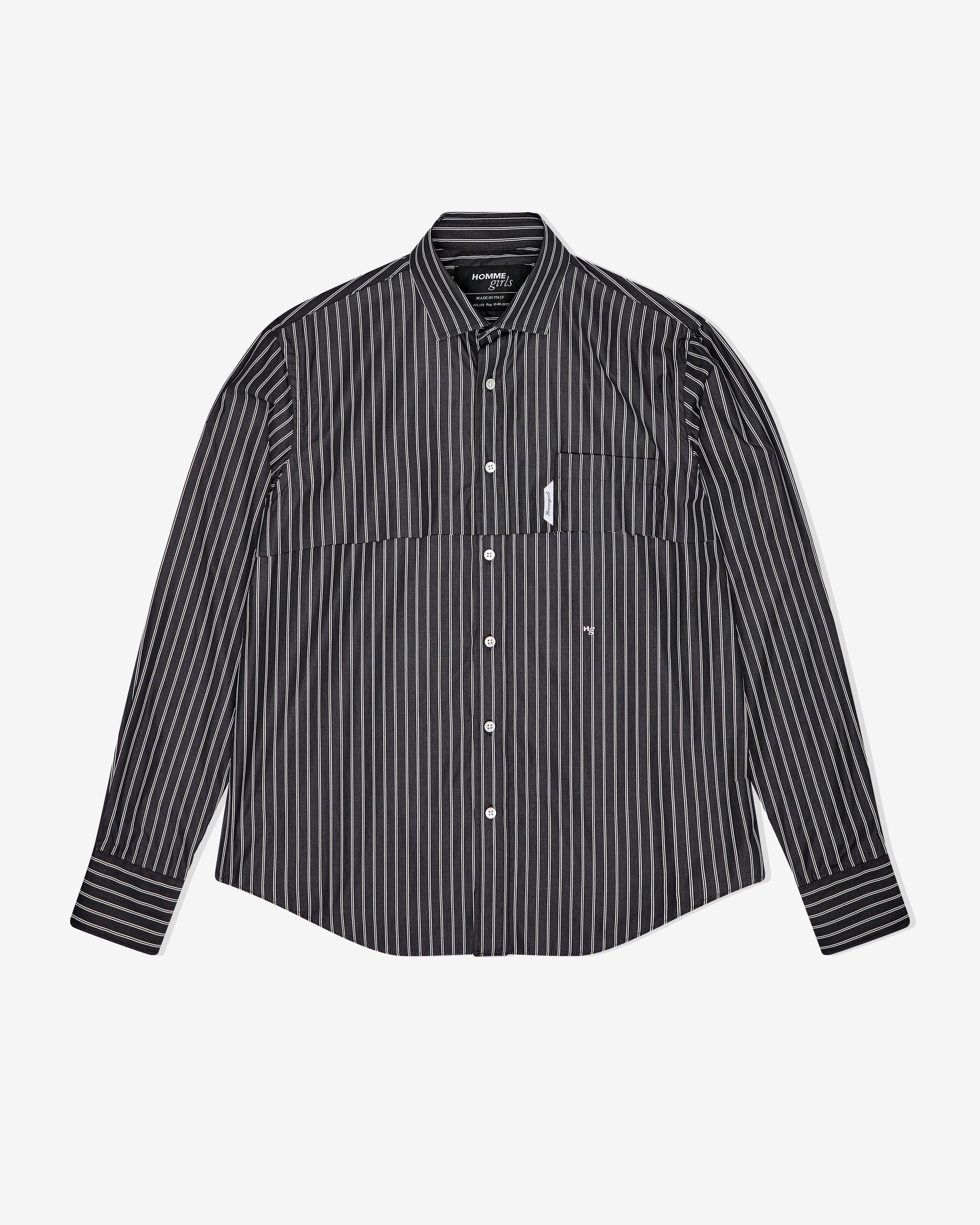 Long Sleeve Layered Shirt in Black Stripe