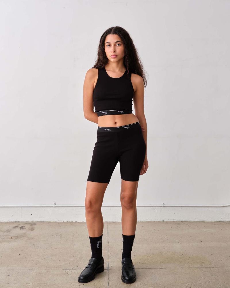 Logo Cropped Tank in Black